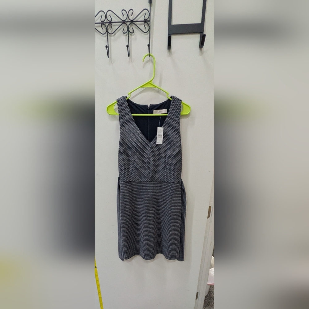 Loft Elegant Black and White Striped Dress
